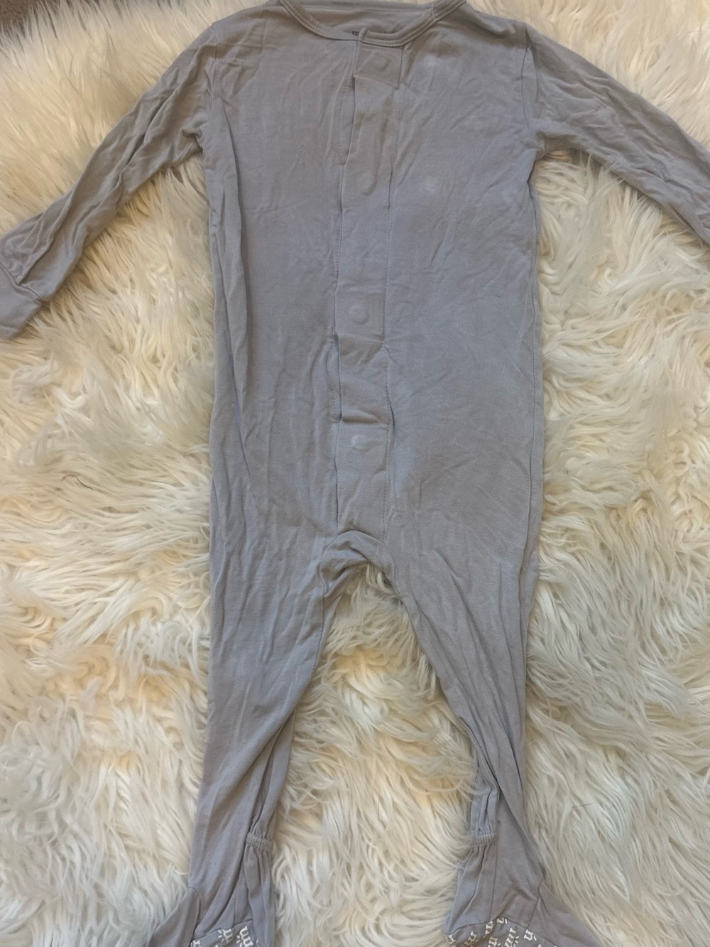 9-12 Months Magnetic Me Soft Gray Long-Sleeve Footed One-Piece